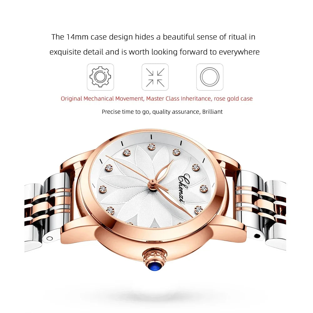 2024 CHENXI 8833 Women Automatic Mechanical Watch Top Brand Luxury Wrist Watch Waterproof Female Leather Business Clock
