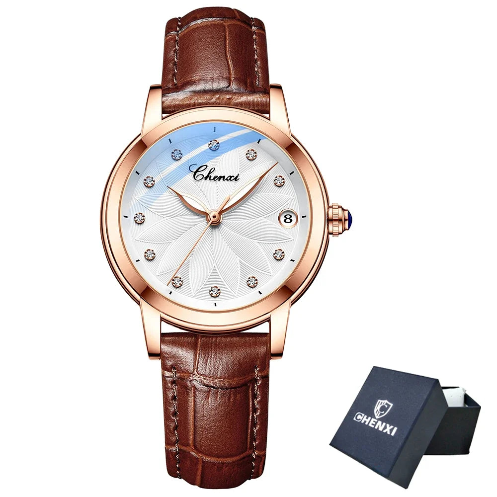 2024 CHENXI 8833 Women Automatic Mechanical Watch Top Brand Luxury Wrist Watch Waterproof Female Leather Business Clock